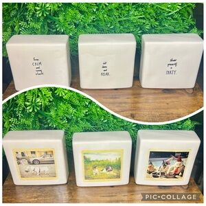 Set of Decorative Ceramic Blocks with Quotes and Images